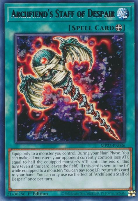 1st Edition, 2022 Tin of the Pharaoh's Gods, Equip Spell, Rare, Spell Archfiends Staff of Despair [MP22-EN036] Rare - Trading Card World