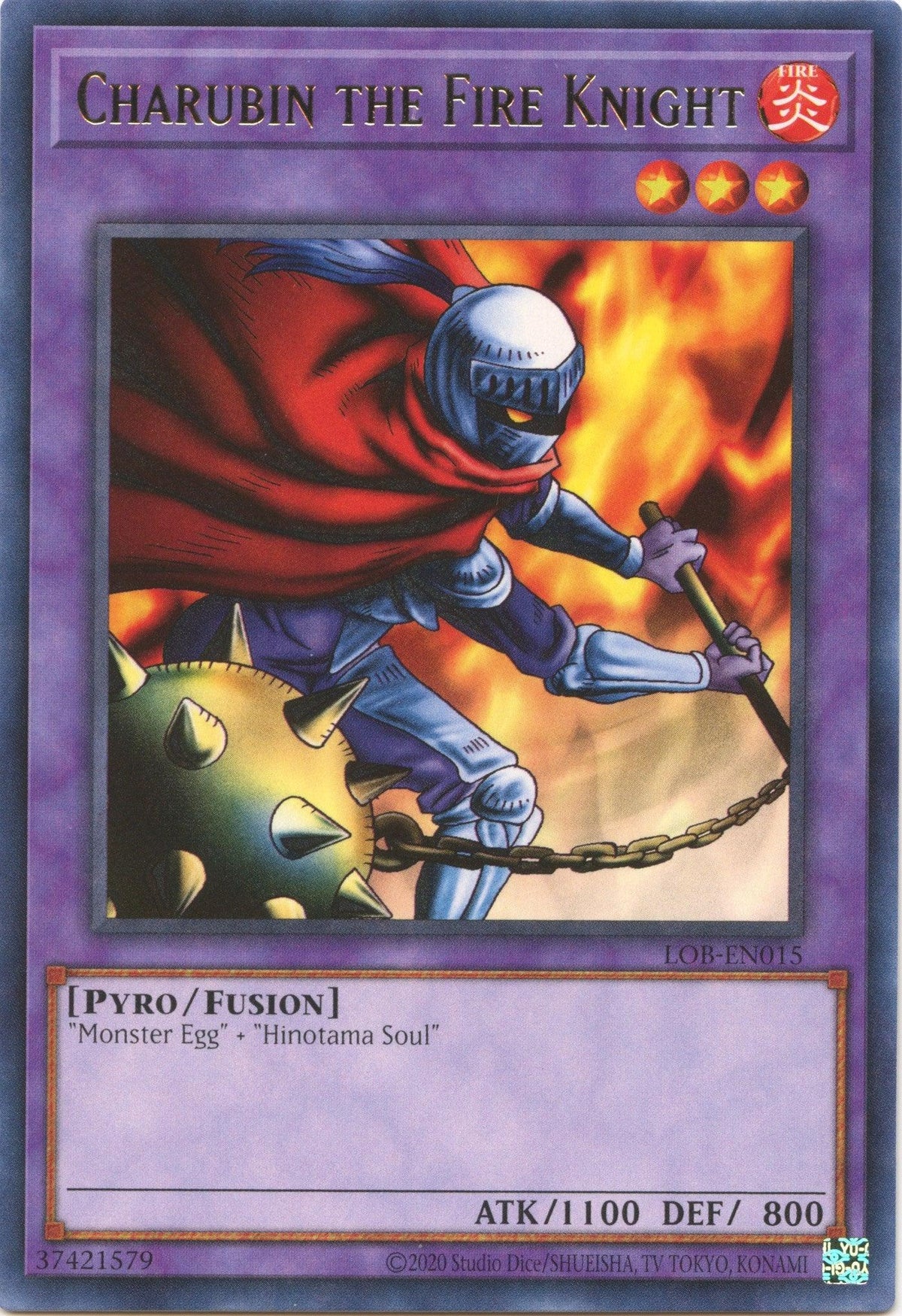 Fire, Fusion Monster, Legend of Blue Eyes White Dragon (25th Anniversary Edition), Pyro, Rare, Unlimited Charubin the Fire Knight (25th Anniversary) [LOB-EN015] Rare - Trading Card World