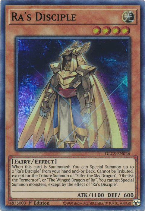 1st Edition, Dragons of Legend: The Complete Series, Effect Monster, Fairy, Light, Ultra Rare Ra's Disciple (Green) [DLCS-EN026] Ultra Rare - Trading Card World