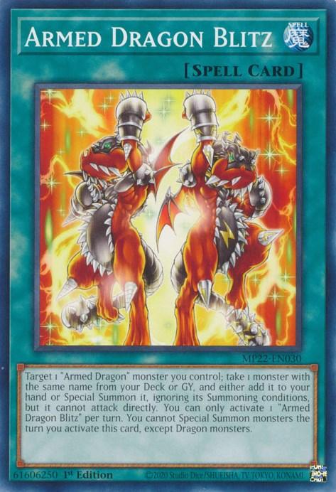 1st Edition, 2022 Tin of the Pharaoh's Gods, Common, Normal Spell, Spell Armed Dragon Blitz [MP22-EN030] Common - Trading Card World