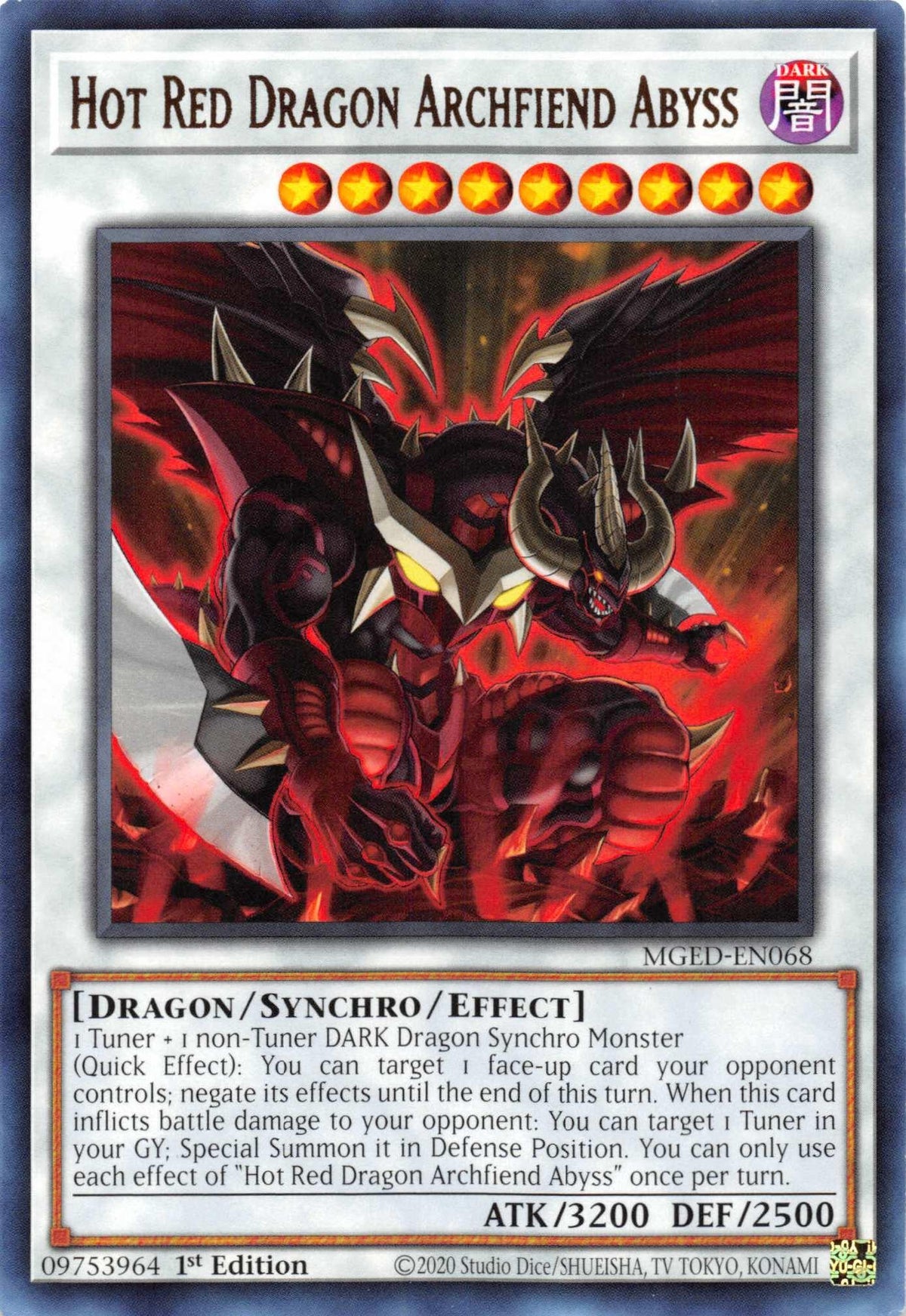 1st Edition, Dark, Dragon, Maximum Gold: El Dorado, Rare, Synchro/Effect Monster Hot Red Dragon Archfiend Abyss [MGED-EN068] Rare - Trading Card World