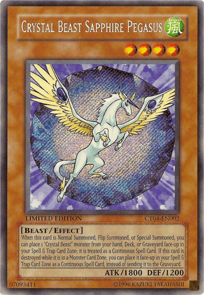 2007 Collectors Tin, Beast, Effect Monster, Limited, Secret Rare, Wind Crystal Beast Sapphire Pegasus [CT04-EN002] Secret Rare - Trading Card World