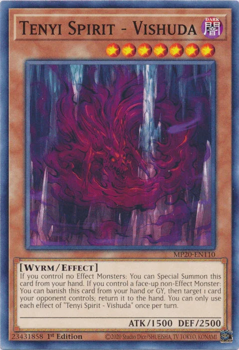 1st Edition, 2020 Tin of Lost Memories, Common, Dark, Effect Monster, Wyrm Tenyi Spirit - Vishuda [MP20-EN110] Common - Trading Card World