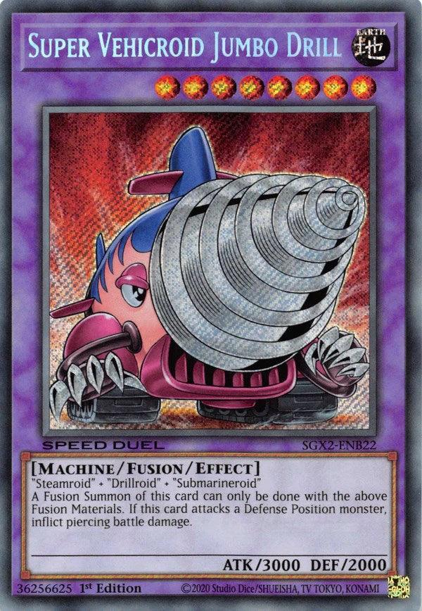 1st Edition, Earth, Fusion/Effect Monster, Machine, Secret Rare, Speed Duel GX: Midterm Paradox Super Vehicroid Jumbo Drill [SGX2-ENB22] Secret Rare - Trading Card World