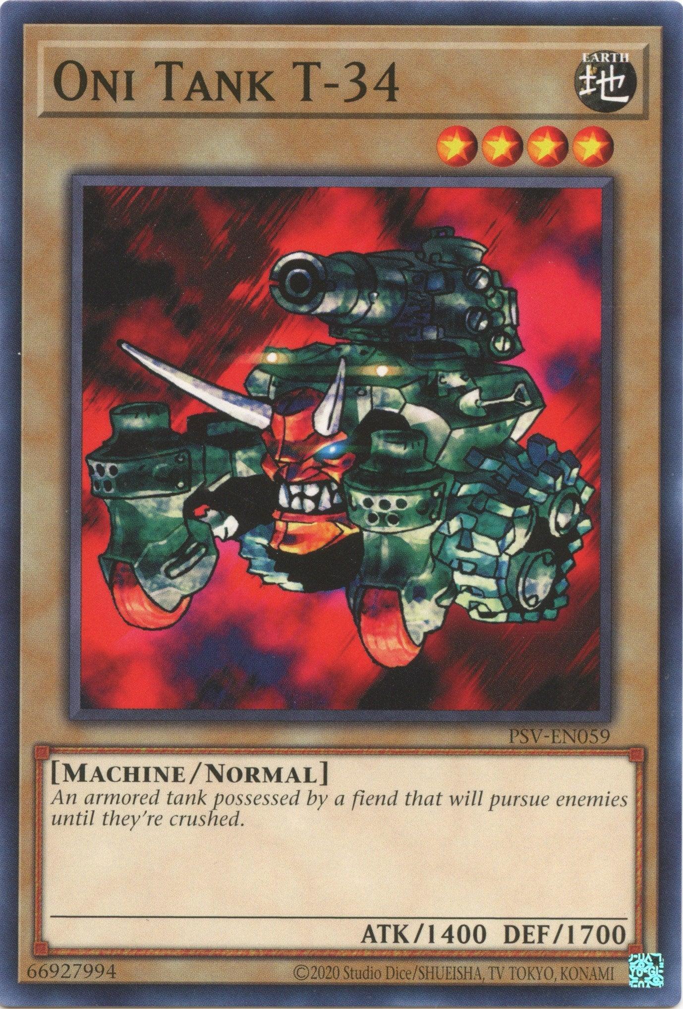 Common, Earth, Machine, Normal Monster, Pharaoh's Servant (25th Anniversary Edition), Unlimited Oni Tank T-34 (25th Anniversary) [PSV-EN059] Common - Trading Card World