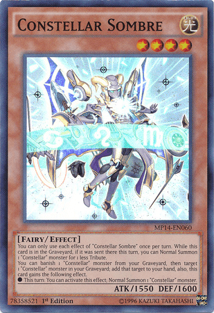 1st Edition, 2014 Mega-Tins Mega Pack, Effect Monster, Fairy, Light, Super Rare Constellar Sombre [MP14-EN060] Super Rare - Trading Card World
