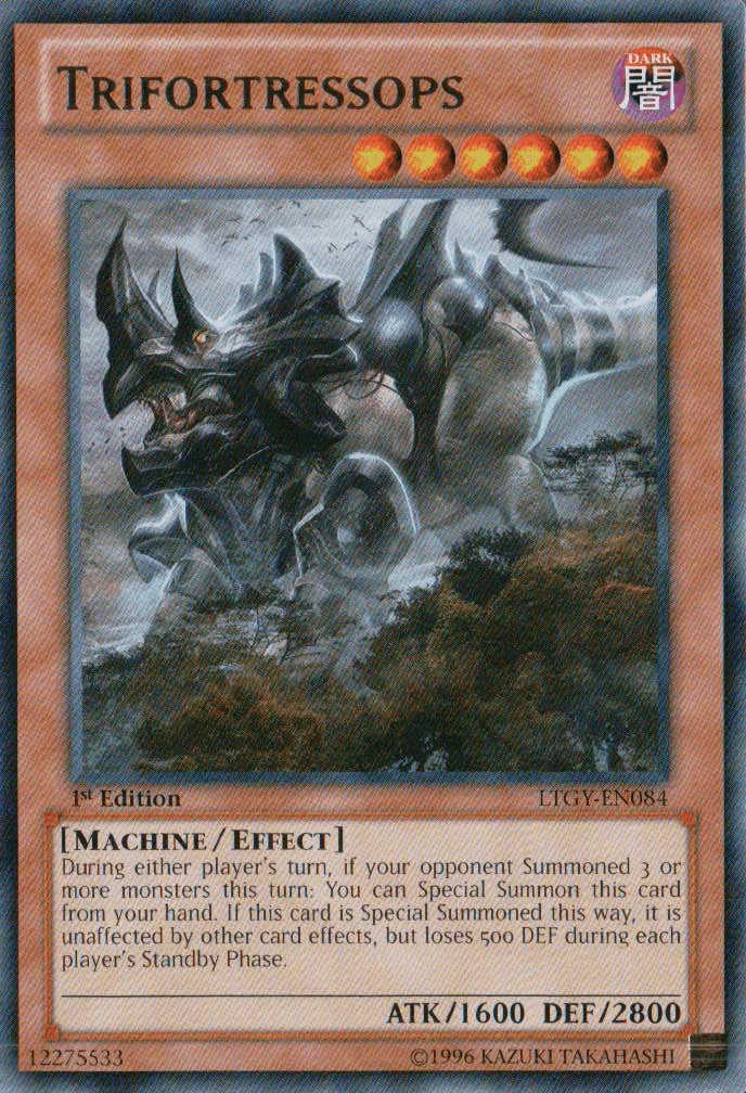 1st Edition, Dark, Effect Monster, Lord of the Tachyon Galaxy, Machine, Rare, Unlimited Trifortressops [LTGY-EN084] Rare - Trading Card World