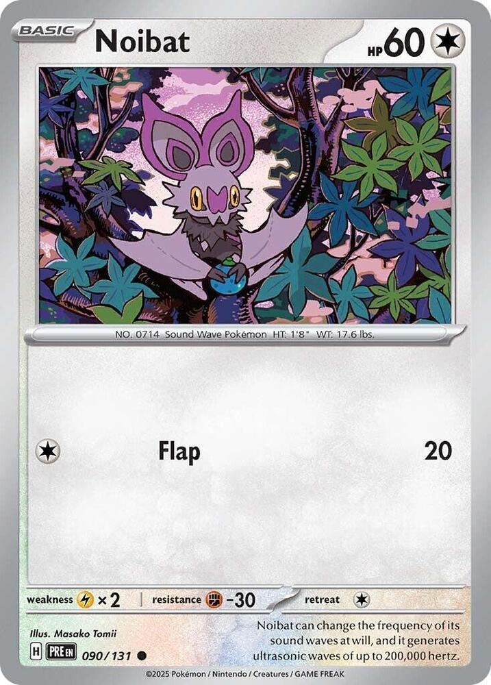 090, Colorless, Common, Fighting [-30], Lightning [x2], Normal, Reverse Holofoil, Scarlet & Violet: Prismatic Evolutions Noibat (090/131) [Scarlet & Violet: Prismatic Evolutions] - Trading Card World
