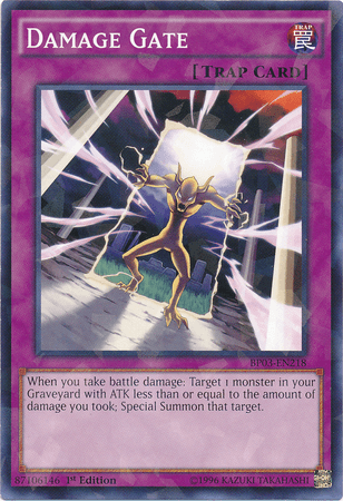 1st Edition, Battle Pack 3: Monster League, Normal Trap, Shatterfoil Rare, Trap Damage Gate [BP03-EN218] Shatterfoil Rare - Trading Card World
