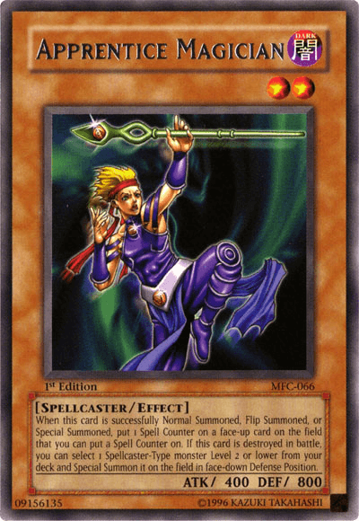 1st Edition, Dark, Effect Monster, Magician's Force, Rare, Spellcaster, Unlimited Apprentice Magician [MFC-066] Rare - Trading Card World