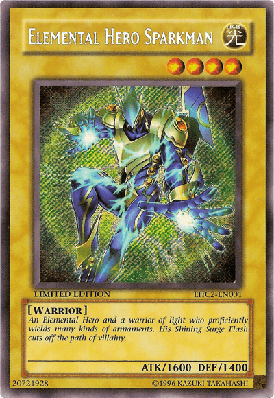 Elemental Hero Collection 2, Light, Limited, Normal Monster, Secret Rare, Warrior Elemental Hero Sparkman [EHC2-EN001] Secret Rare - Trading Card World