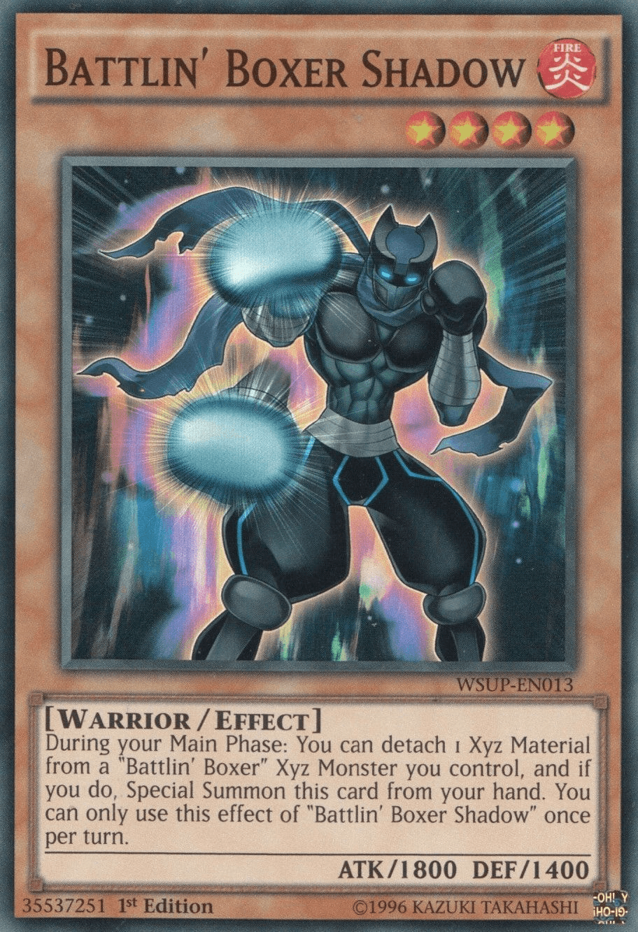 1st Edition, Effect Monster, Fire, Super Rare, Warrior, World Superstars Battlin' Boxer Shadow [WSUP-EN013] Super Rare - Trading Card World
