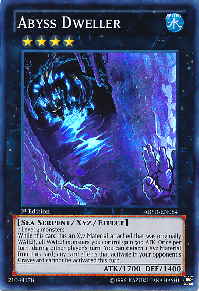 1st Edition, Abyss Rising, Sea Serpent, Super Rare, Unlimited, Water, Xyz/Effect Monster Abyss Dweller [ABYR-EN084] Super Rare - Trading Card World