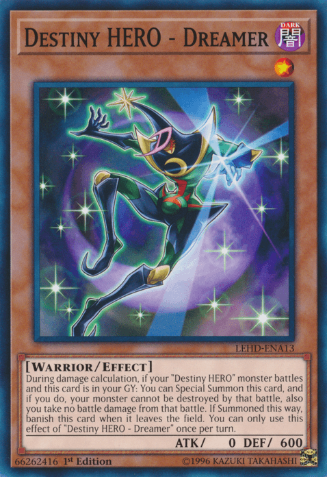 1st Edition, Common, Dark, Effect Monster, Legendary Hero Decks, Warrior Destiny Hero - Dreamer [LEHD-ENA13] Common - Trading Card World