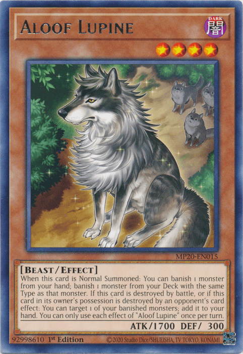 1st Edition, 2020 Tin of Lost Memories, Beast, Dark, Effect Monster, Rare Aloof Lupine [MP20-EN015] Rare - Trading Card World
