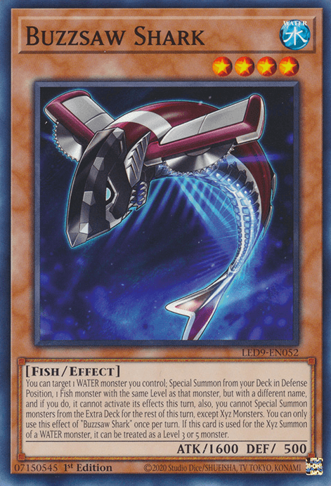 1st Edition, Common, Effect Monster, Fish, Legendary Duelists: Duels From the Deep, Water Buzzsaw Shark [LED9-EN052] Common - Trading Card World