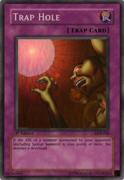1st Edition, Normal Trap, Super Rare, The Legend of Blue Eyes White Dragon, Trap, Unlimited Trap Hole [LOB-058] Super Rare - Trading Card World