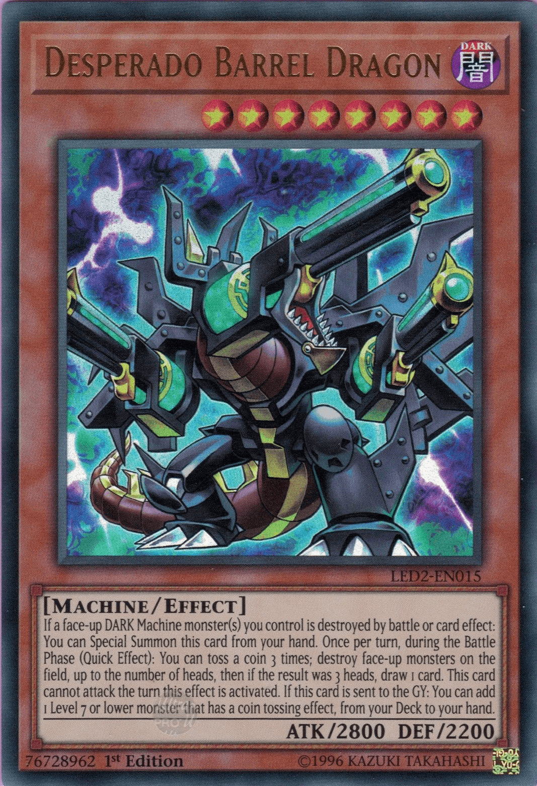1st Edition, Dark, Effect Monster, Legendary Duelists: Ancient Millennium, Machine, Ultra Rare Desperado Barrel Dragon [LED2-EN015] Ultra Rare - Trading Card World