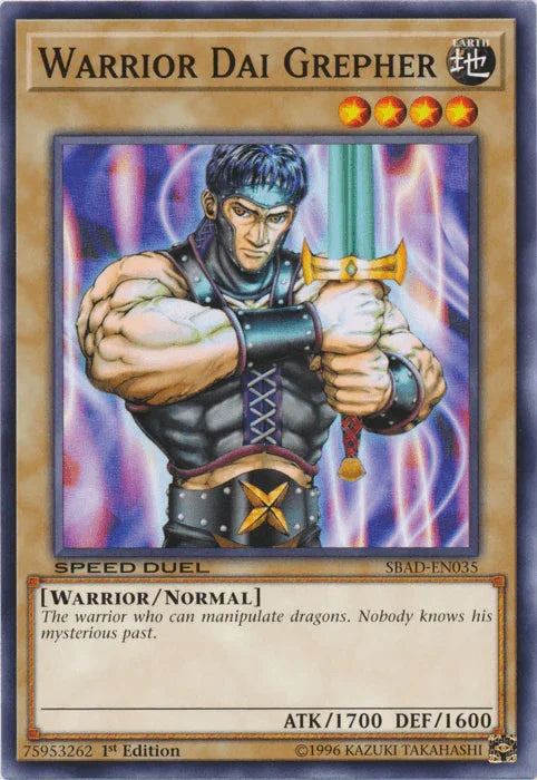 1st Edition, Common, Earth, Normal Monster, Speed Duel: Attack from the Deep, Warrior Warrior Dai Grepher [SBAD-EN035] Common - Trading Card World