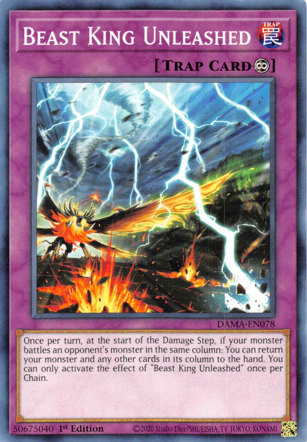1st Edition, Common, Continuous Trap, Dawn of Majesty, Trap Beast King Unleashed [DAMA-EN078] Common - Trading Card World