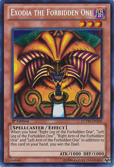 1st Edition, Dark, Effect Monster, Legendary Collection 3: Yugi's World, Secret Rare, Spellcaster, Unlimited Exodia the Forbidden One [LCYW-EN306] Secret Rare - Trading Card World