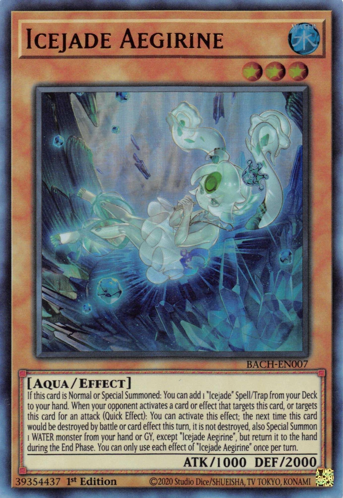 1st Edition, Aqua, Battle of Chaos, Effect Monster, Ultra Rare, Water Icejade Aegirine [BACH-EN007] Ultra Rare - Trading Card World