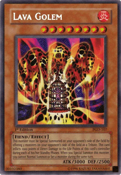 1st Edition, Effect Monster, Fiend, Fire, Pharaonic Guardian, Secret Rare, Unlimited Lava Golem [PGD-107] Secret Rare - Trading Card World