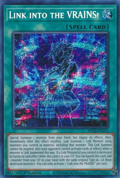 1st Edition, 2022 Tin of the Pharaoh's Gods, Normal Spell, Prismatic Secret Rare, Spell Link into the VRAINS! [MP22-EN271] Prismatic Secret Rare - Trading Card World