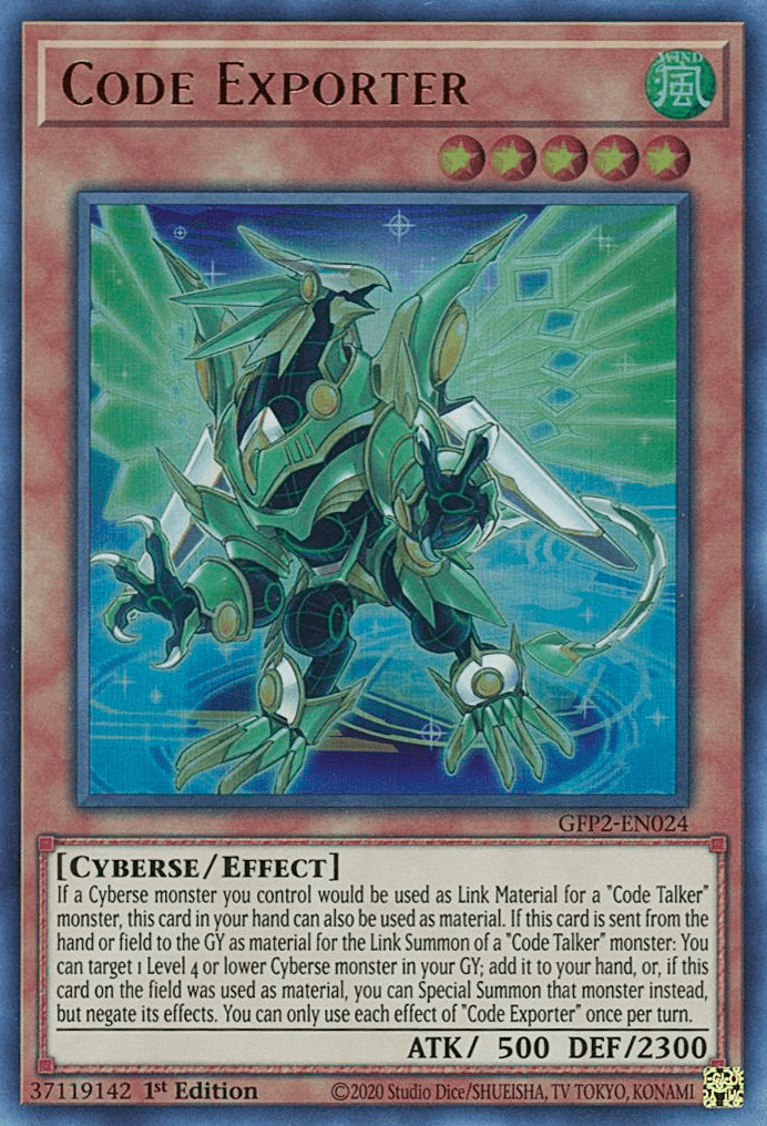 1st Edition, Cyberse, Effect Monster, Ghosts From the Past: The 2nd Haunting, Ultra Rare, Wind Code Exporter [GFP2-EN024] Ultra Rare - Trading Card World