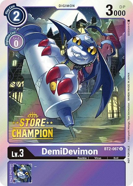 BT2-067, Digimon, Evil, Promo, Purple, Release Special Booster Promos, Rookie, Virus DemiDevimon [BT2-067] (Store Champion) [Release Special Booster Promos] - Trading Card World