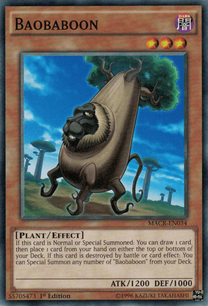 1st Edition, Common, Dark, Effect Monster, Maximum Crisis, Plant, Unlimited Baobaboon [MACR-EN034] Common - Trading Card World