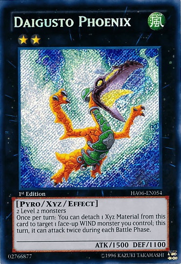 1st Edition, Hidden Arsenal 6: Omega Xyz, Pyro, Secret Rare, Wind, Xyz/Effect Monster Daigusto Phoenix [HA06-EN054] Secret Rare - Trading Card World