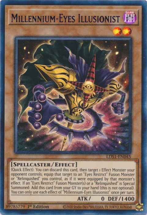 1st Edition, Dark, Effect Monster, Legendary Duelists: Season 1, Spellcaster, Ultra Rare Millennium-Eyes Illusionist (Blue) [LDS1-EN045] Ultra Rare - Trading Card World