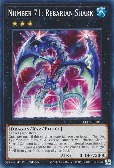 1st Edition, Common, Dragon, Legendary Duelists: Duels From the Deep, Water, Xyz/Effect Monster Number 71: Rebarian Shark [LED9-EN013] Common - Trading Card World