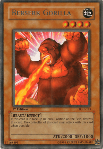 1st Edition, Beast, Earth, Effect Monster, Invasion of Chaos, Rare, Unlimited Berserk Gorilla [IOC-013] Rare - Trading Card World