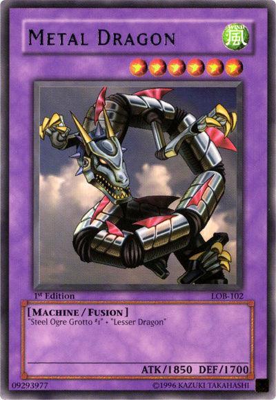 1st Edition, Fusion Monster, Machine, Rare, The Legend of Blue Eyes White Dragon, Unlimited, Wind Metal Dragon [LOB-102] Rare - Trading Card World