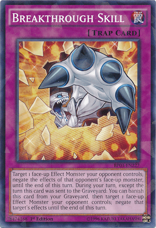 1st Edition, Battle Pack 3: Monster League, Normal Trap, Shatterfoil Rare, Trap Breakthrough Skill [BP03-EN227] Shatterfoil Rare - Trading Card World