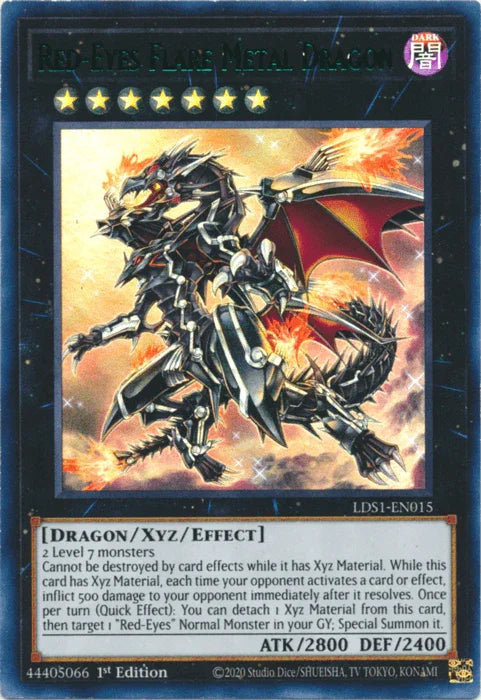1st Edition, Dark, Dragon, Legendary Duelists: Season 1, Ultra Rare, Xyz/Effect Monster Red-Eyes Flare Metal Dragon (Green) [LDS1-EN015] Ultra Rare - Trading Card World
