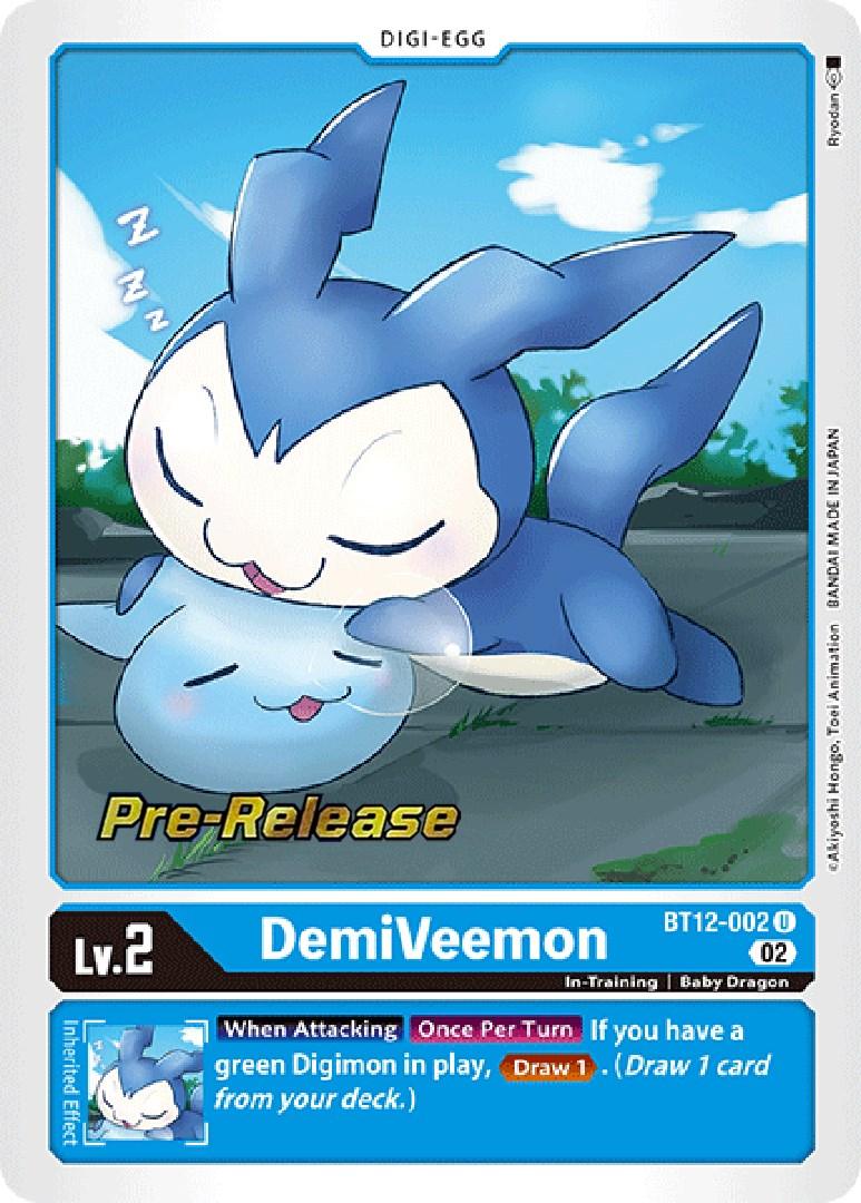 Across Time Pre-Release Cards, Baby Dragon, Blue, BT12-002, Digi-Egg, In-Training, Uncommon DemiVeemon [BT12-002] [Across Time Pre-Release Cards] - Trading Card World