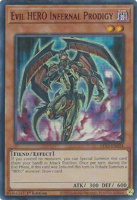 1st Edition, Dark, Effect Monster, Fiend, Legendary Duelists: Season 3, Ultra Rare Evil HERO Infernal Prodigy (Red) [LDS3-EN024] Ultra Rare - Trading Card World