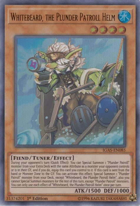1st Edition, Fiend, Ignition Assault, Tuner/Effect Monster, Ultra Rare, Unlimited, Water Whitebeard, the Plunder Patroll Helm [IGAS-EN085] Ultra Rare - Trading Card World