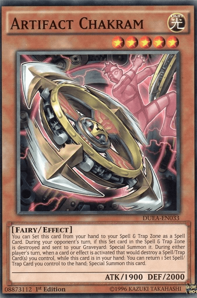 1st Edition, Common, Duelist Alliance, Effect Monster, Fairy, Light, Unlimited Artifact Chakram [DUEA-EN033] Common - Trading Card World