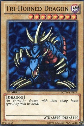 1st Edition, Dark, Dragon, Legendary Collection 3: Yugi's World, Normal Monster, Super Rare, Unlimited Tri-Horned Dragon [LCYW-EN157] Super Rare - Trading Card World
