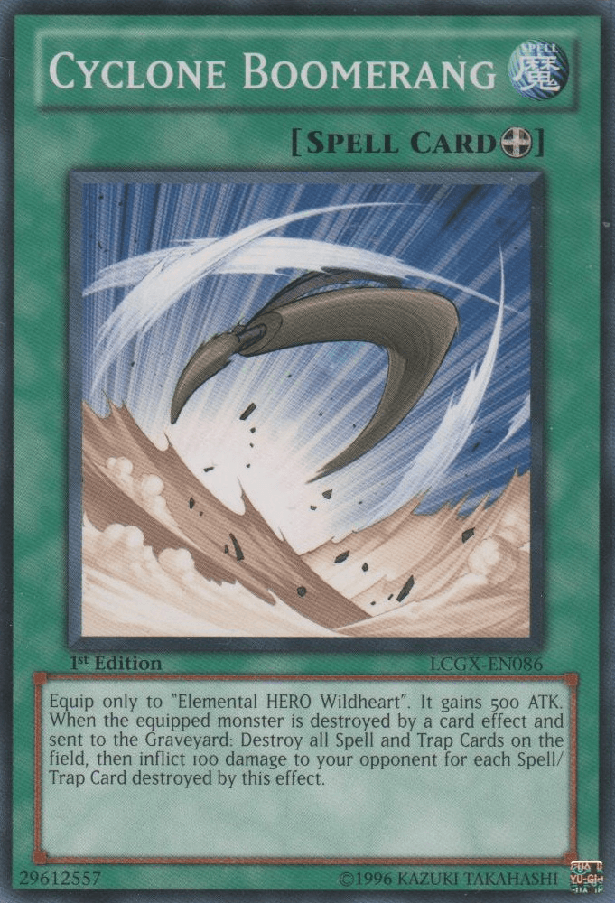 1st Edition, Common, Equip Spell, Legendary Collection 2, Spell, Unlimited Cyclone Boomerang [LCGX-EN086] Common - Trading Card World