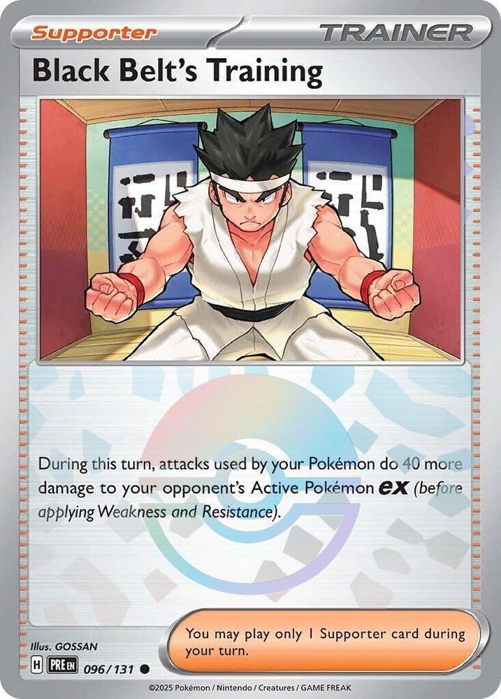 096, Common, Holofoil, Scarlet & Violet: Prismatic Evolutions, Supporter Black Belt's Training (096/131) (Poke Ball Pattern) [Scarlet & Violet: Prismatic Evolutions] - Trading Card World