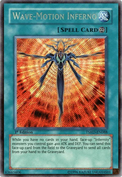 1st Edition, Continuous Spell, Secret Rare, Spell, The Shining Darkness, Unlimited Wave-Motion Inferno [TSHD-EN088] Secret Rare - Trading Card World
