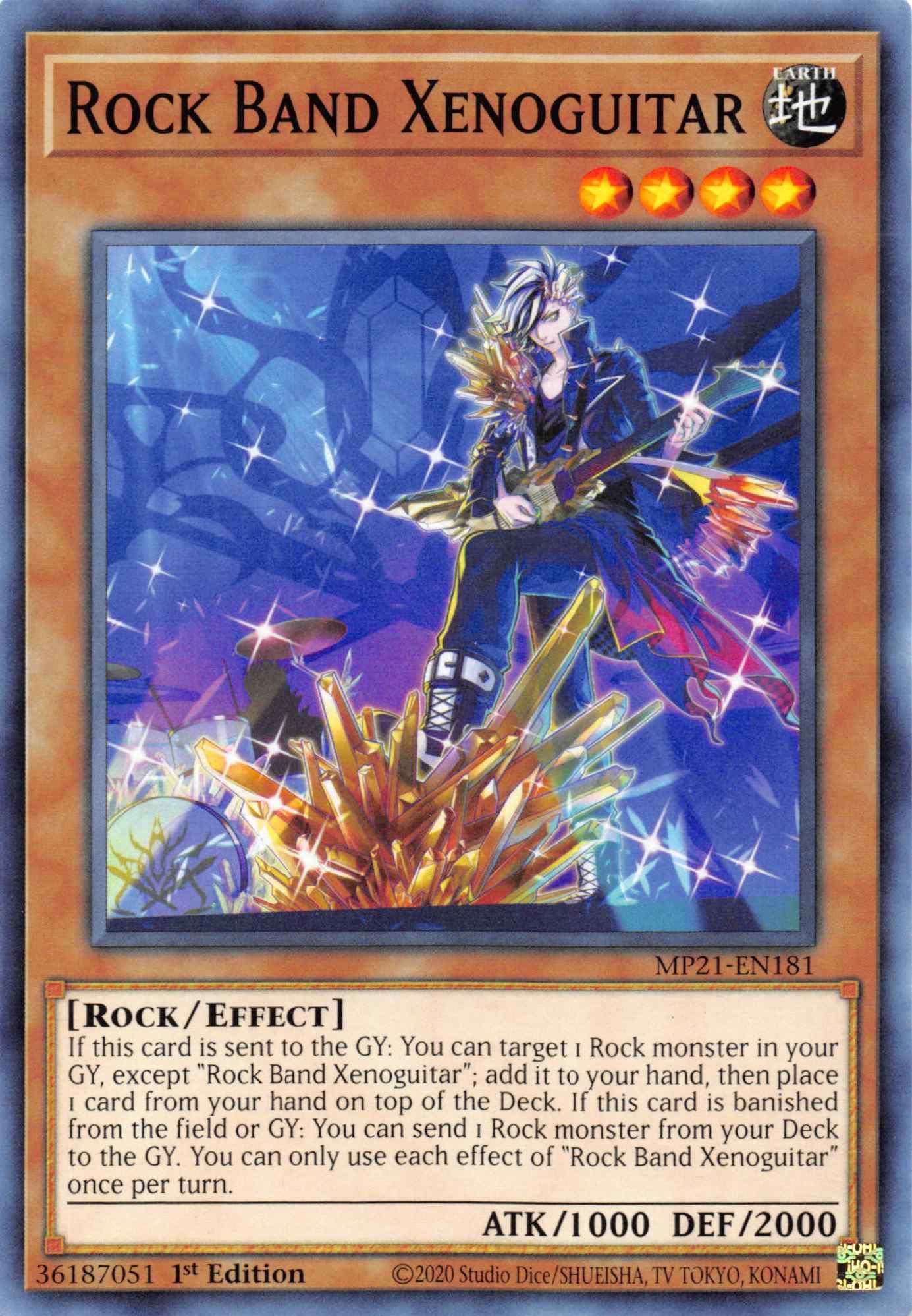1st Edition, 2021 Tin of Ancient Battles, Common, Earth, Effect Monster, Rock Rock Band Xenoguitar [MP21-EN181] Common - Trading Card World