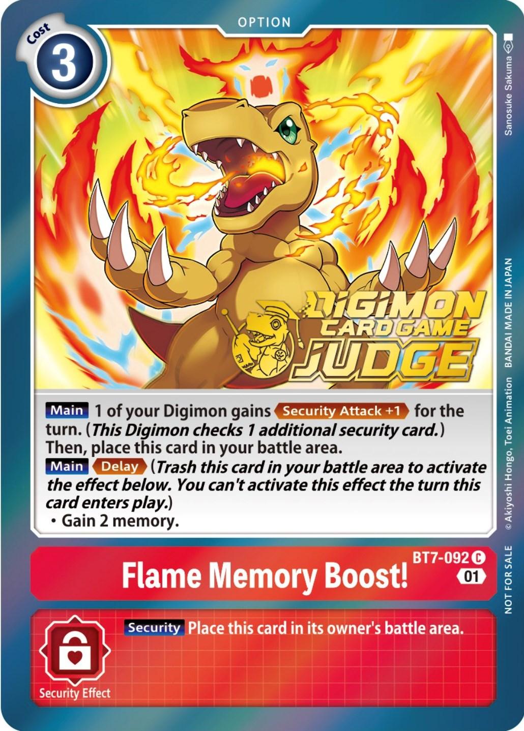BT7-092, Next Adventure Promos, Option, Promo, Red Flame Memory Boost! [BT7-092] (Judge Pack 3) [Next Adventure Promos] - Trading Card World
