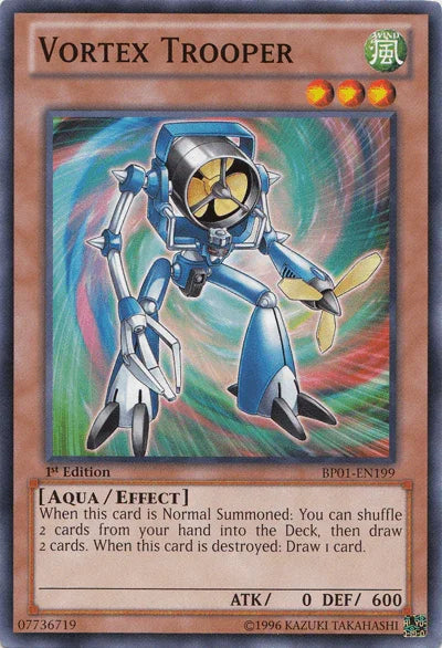 1st Edition, Aqua, Battle Pack: Epic Dawn, Common, Effect Monster, Unlimited, Wind Vortex Trooper [BP01-EN199] Common - Trading Card World