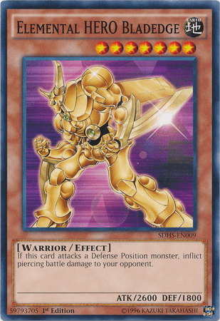 1st Edition, Common, Earth, Effect Monster, Structure Deck: HERO Strike, Unlimited, Warrior Elemental Hero Bladedge [SDHS-EN009] Common - Trading Card World